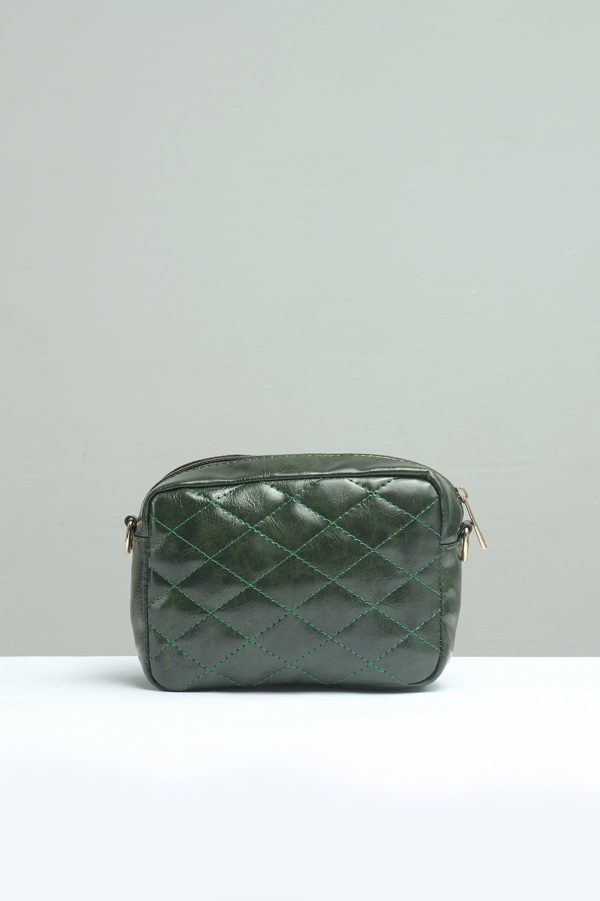 Mini Quilted Embossed Zip Chain Bag - Negative Apparel