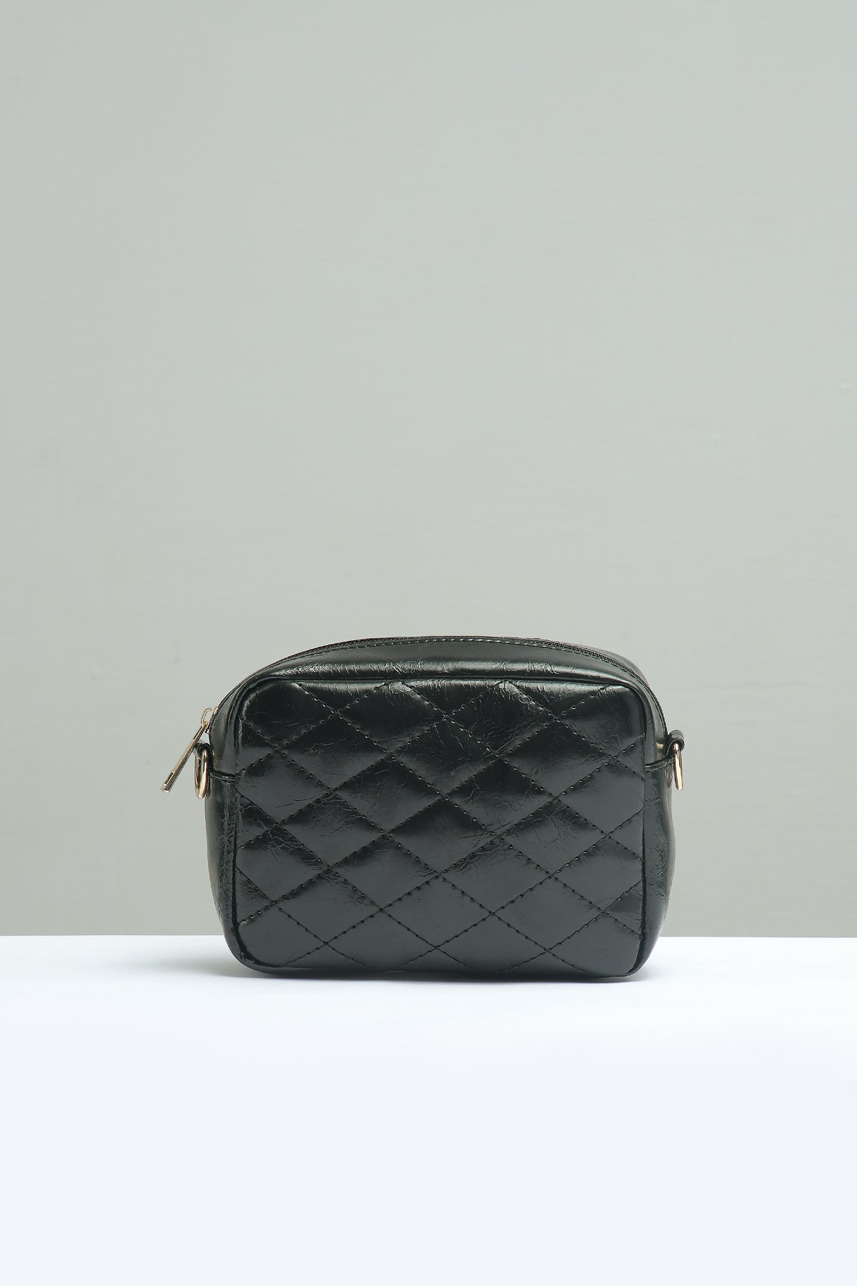 Mini Quilted Embossed Zip Chain Bag - Negative Apparel
