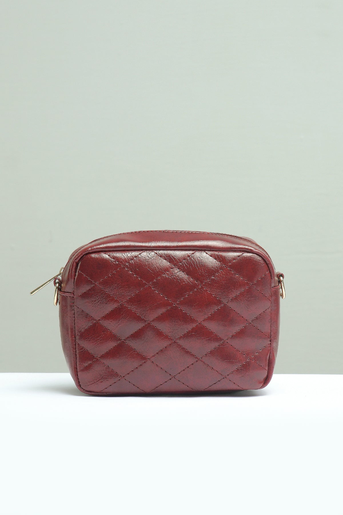 Mini Quilted Embossed Zip Chain Bag - Negative Apparel