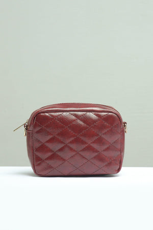 Mini Quilted Embossed Zip Chain Bag - Negative Apparel