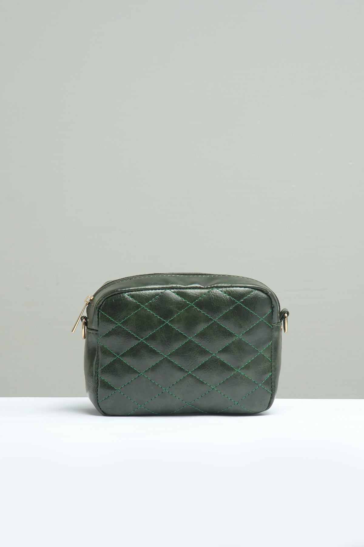 Mini Quilted Embossed Zip Chain Bag - Negative Apparel