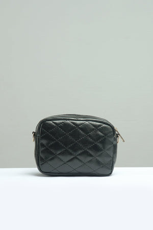 Mini Quilted Embossed Zip Chain Bag - Negative Apparel