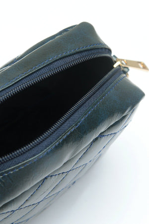 Mini Quilted Embossed Zip Chain Bag - Negative Apparel