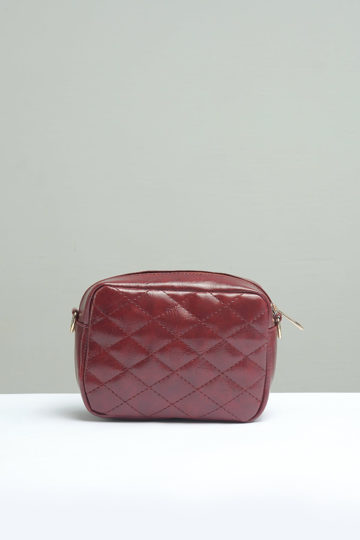 Mini Quilted Embossed Zip Chain Bag - Negative Apparel