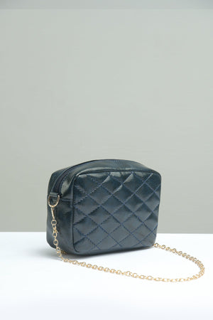 Mini Quilted Embossed Zip Chain Bag - Negative Apparel