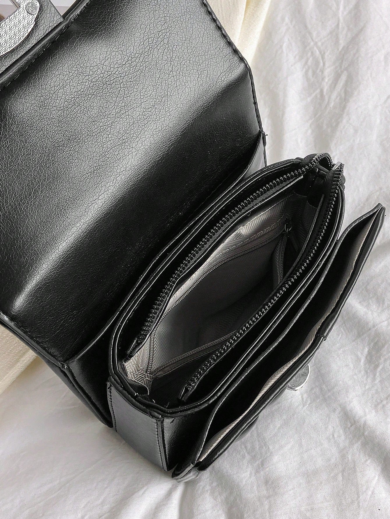 Mini Quilted Pattern Chain Square Bag - Negative Apparel