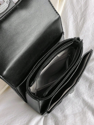 Mini Quilted Pattern Chain Square Bag - Negative Apparel