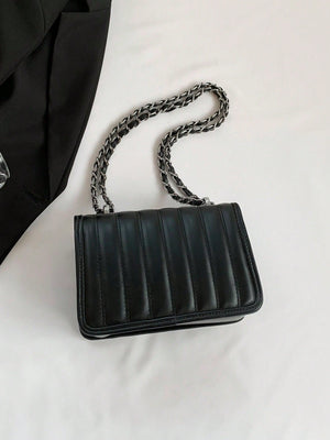 Mini Quilted Pattern Chain Square Bag - Negative Apparel