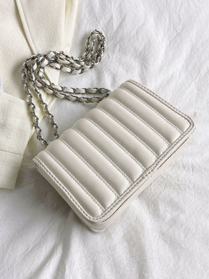 Mini Quilted Pattern Chain Square Bag - Negative Apparel