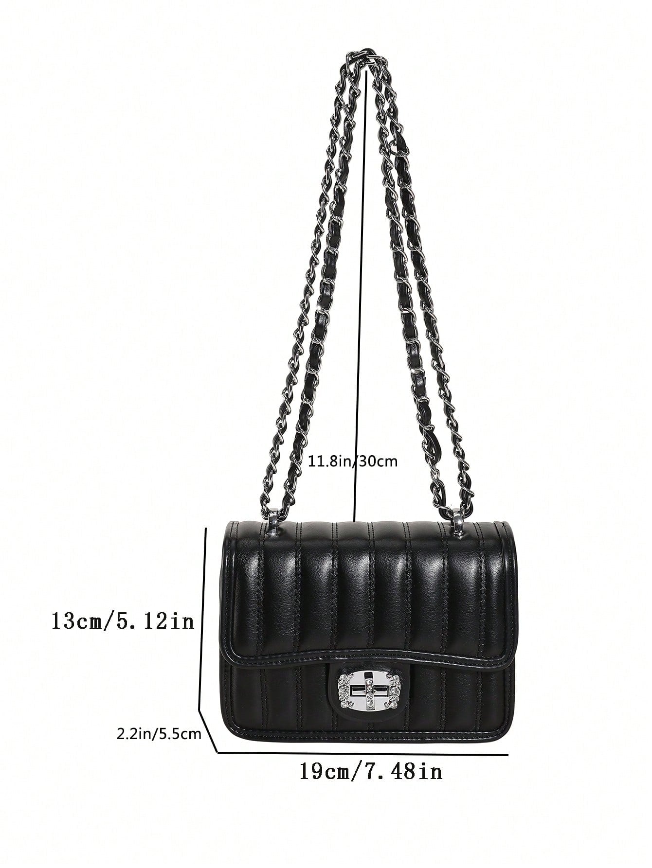 Mini Quilted Pattern Chain Square Bag - Negative Apparel