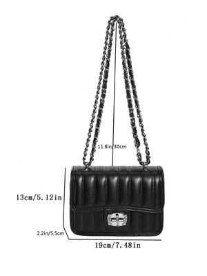 Mini Quilted Pattern Chain Square Bag - Negative Apparel