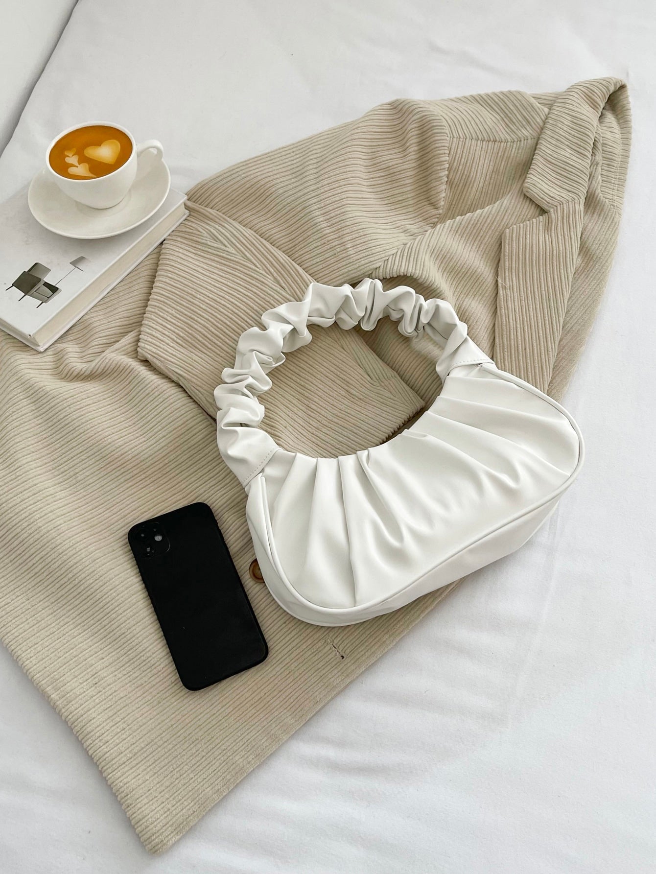 Minimalist Snap Button Ruched Bag - Negative Apparel