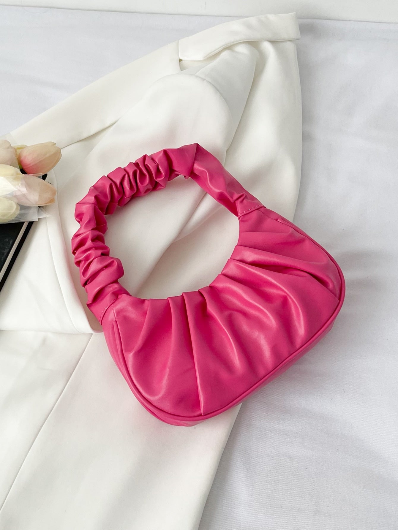 Minimalist Snap Button Ruched Bag - Negative Apparel