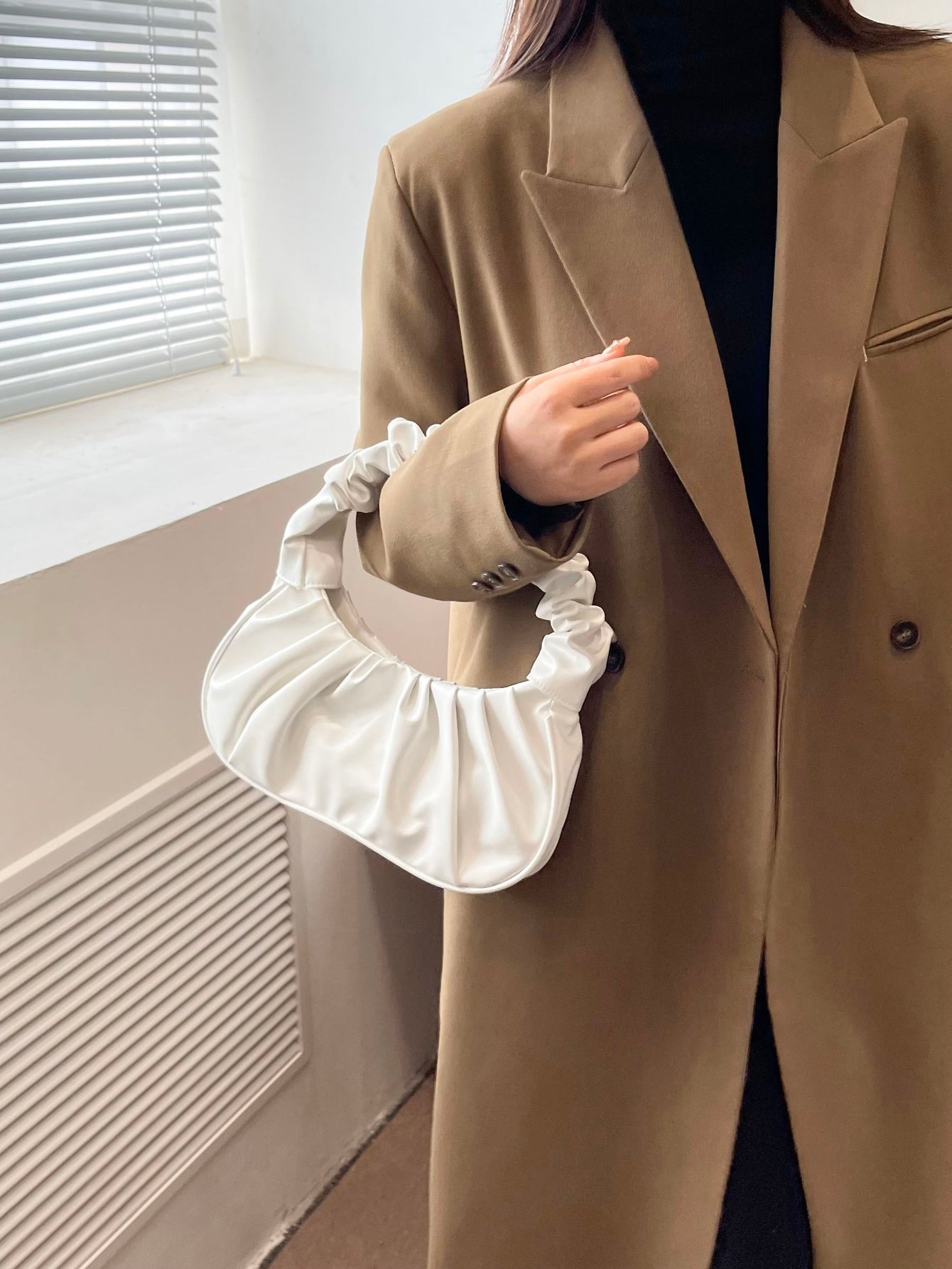 Minimalist Snap Button Ruched Bag - Negative Apparel