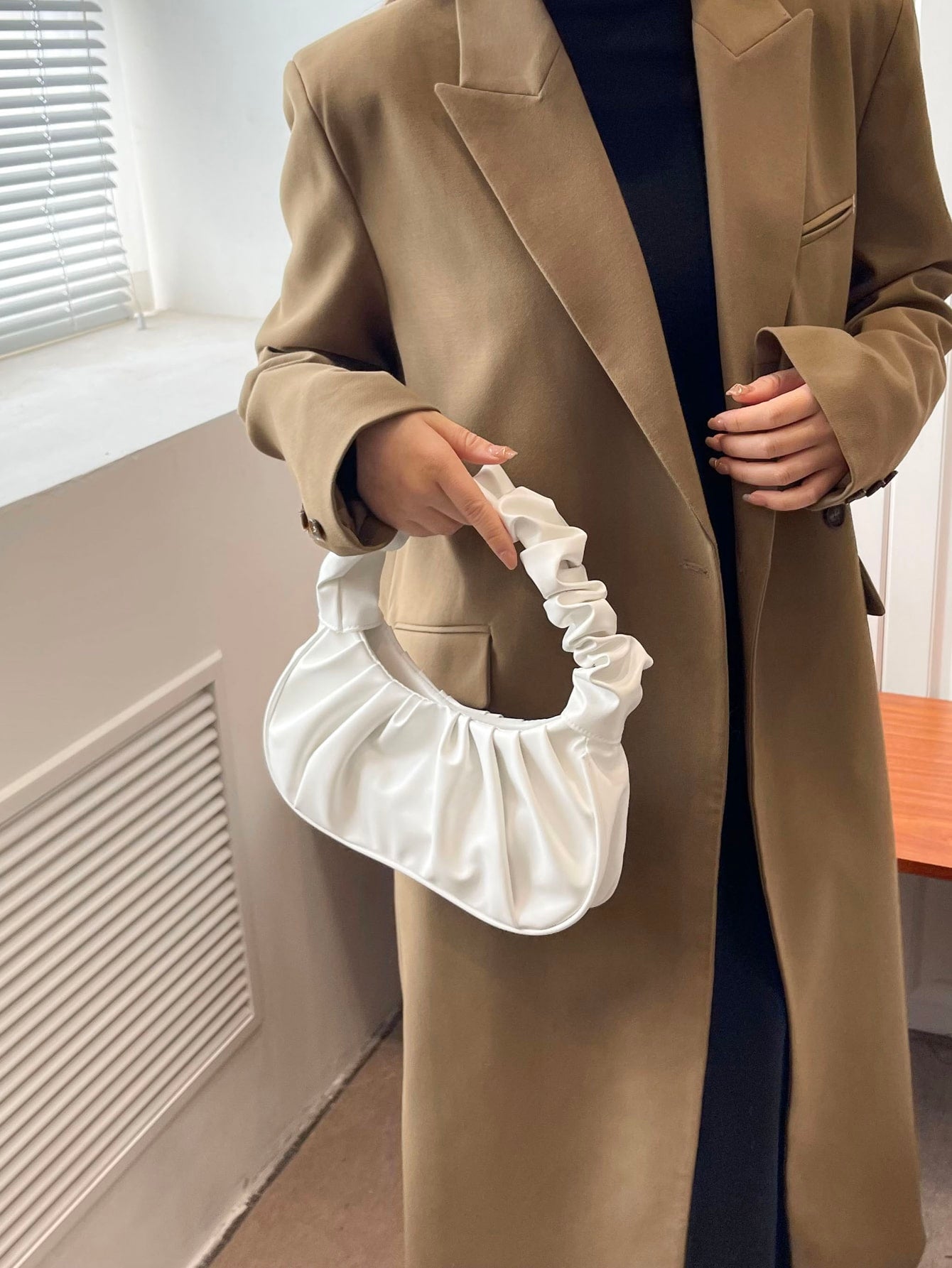Minimalist Snap Button Ruched Bag - Negative Apparel
