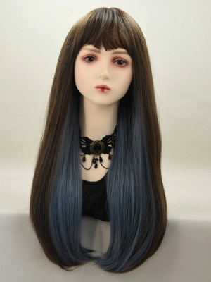 Multi-colored bangs long straight synthetic wigs, women's wigs, cosplay wigs - Negative Apparel