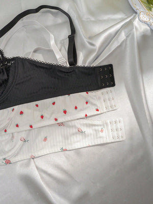 Plus 3pcs Contrast Lace Underwire Bra - Negative Apparel