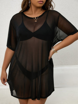 Plus Drop Shoulder Cover Up Without Bikini - Negative Apparel