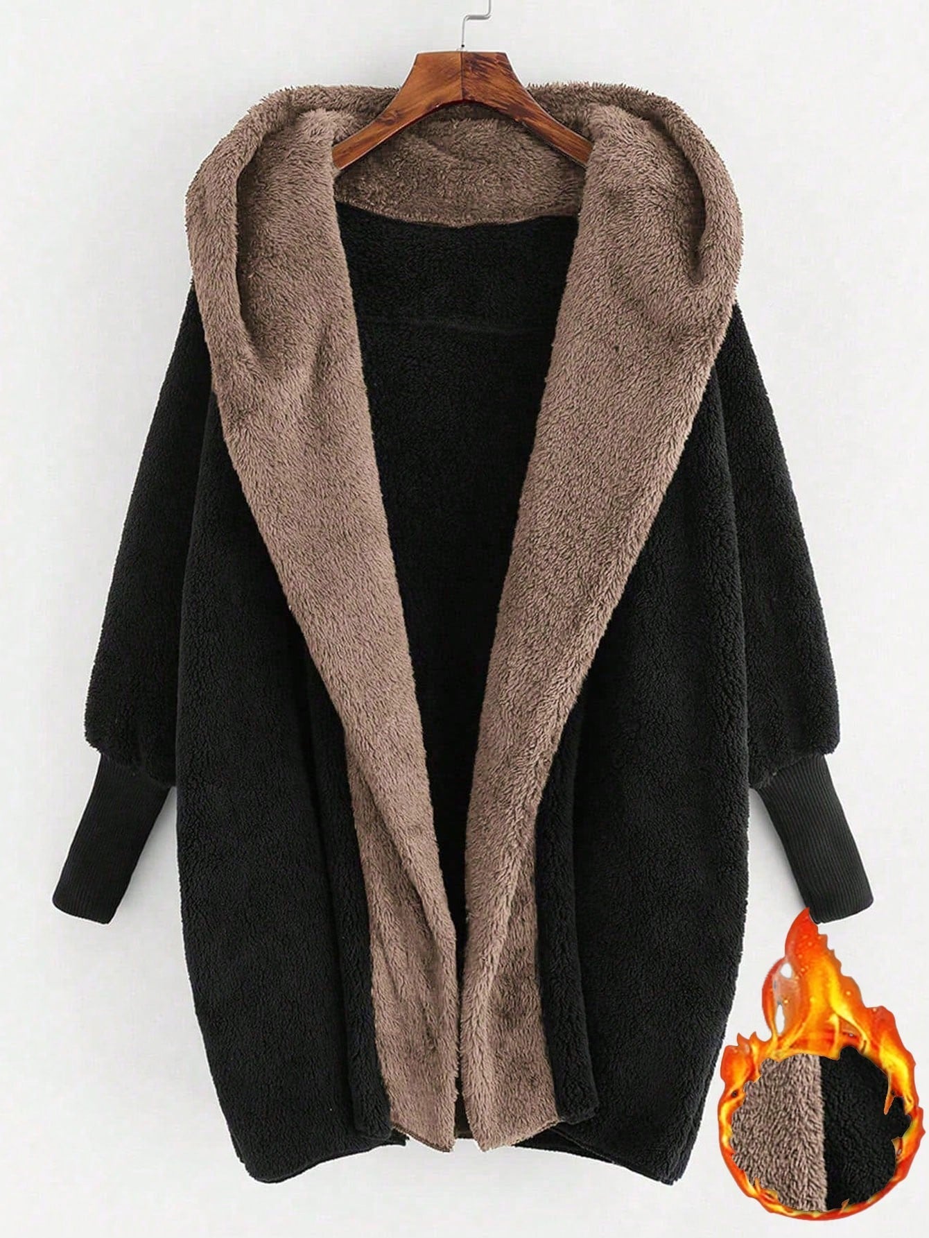 Hooded open sales front teddy coat