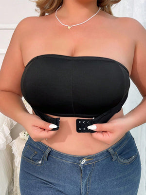 Plus Solid Buckle Detail Tube Bra - Negative Apparel