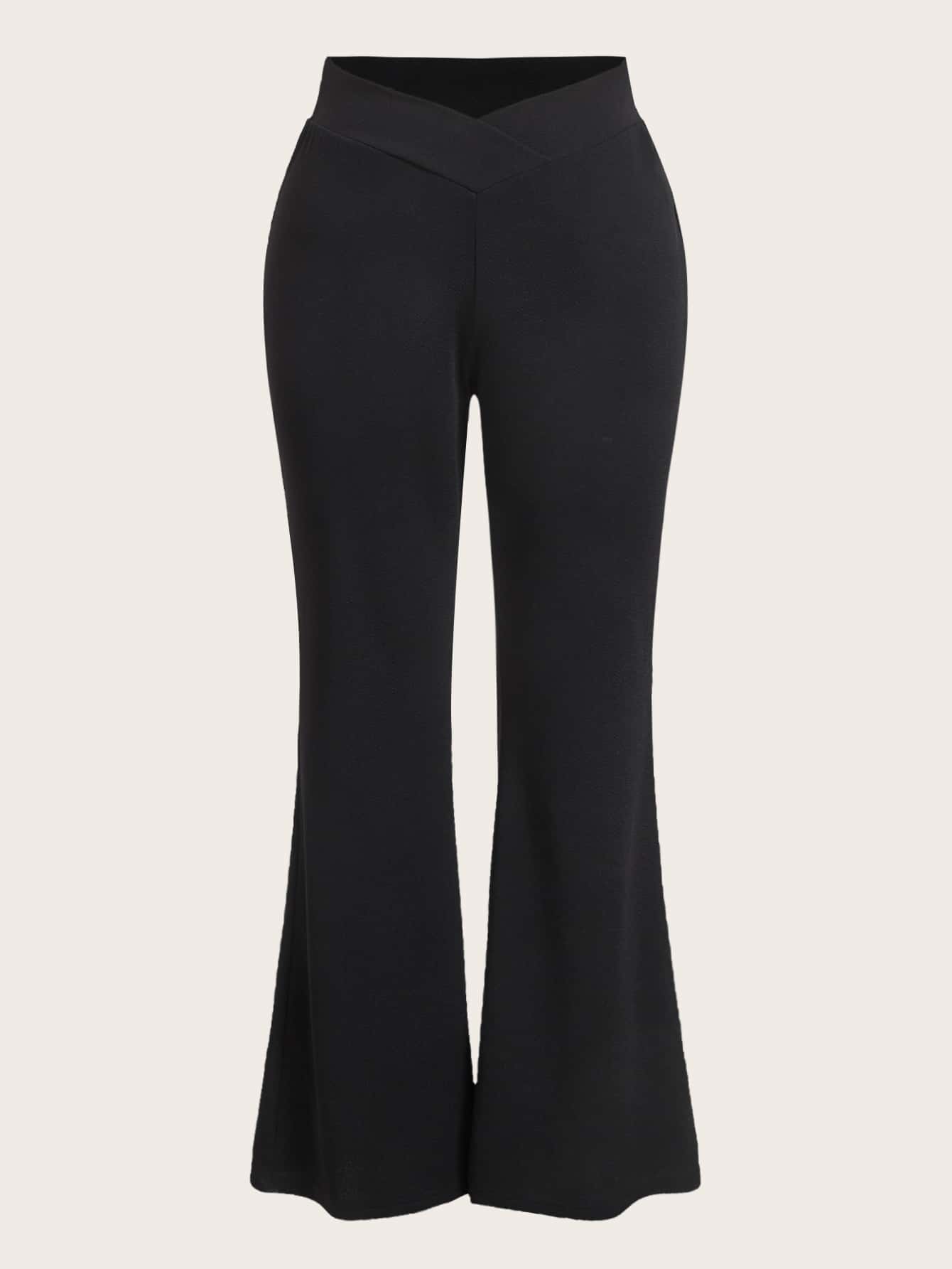 Plus Solid Flare Leg Pants - Negative Apparel