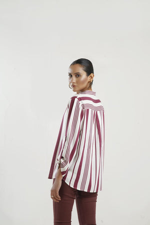 Pocket Patched Roll Up Sleeve Blouse - Negative Apparel