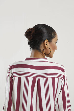 Pocket Patched Roll Up Sleeve Blouse - Negative Apparel