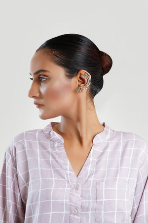 Pocket Patched Roll Up Sleeve Blouse - Negative Apparel