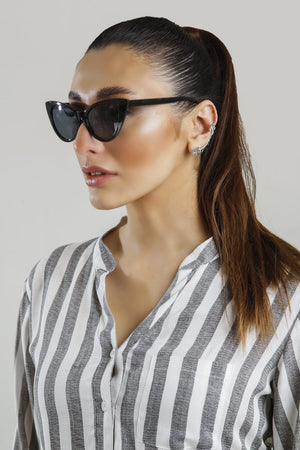 Pocket Patched Roll Up Sleeve Blouse - Negative Apparel