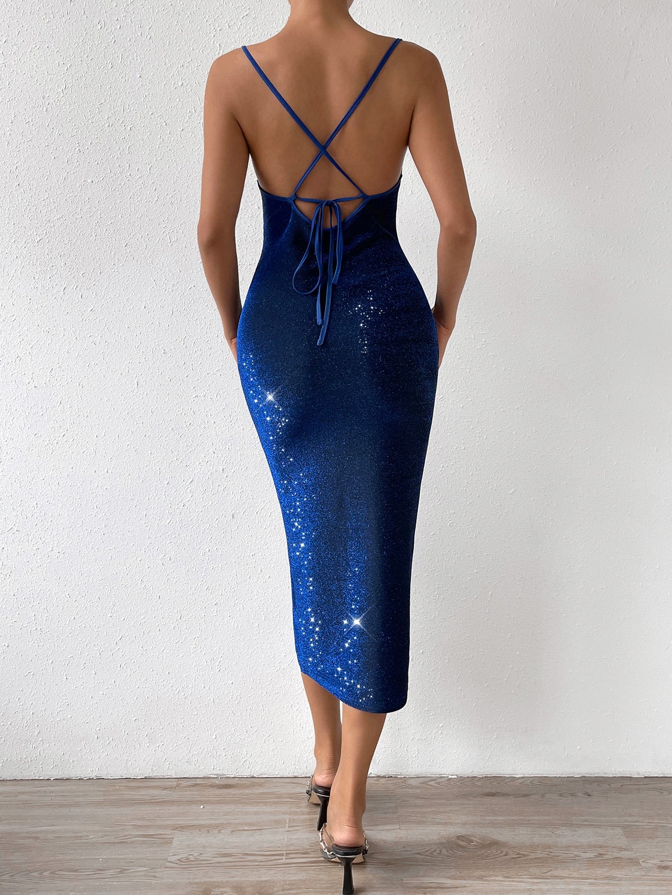 Privé Split Thigh Tie Backless Cami Dress - Negative Apparel