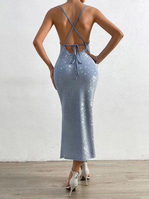 Privé Split Thigh Tie Backless Cami Dress - Negative Apparel