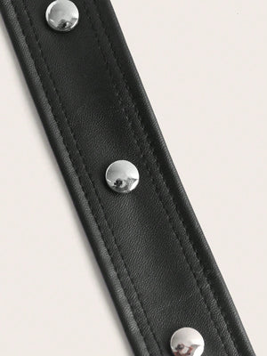 PU Leather Cut-out Ring Linked Bodysuit With Choker - Negative Apparel