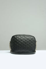Quilted Embossed Crossbody Bag with Chain - Negative Apparel