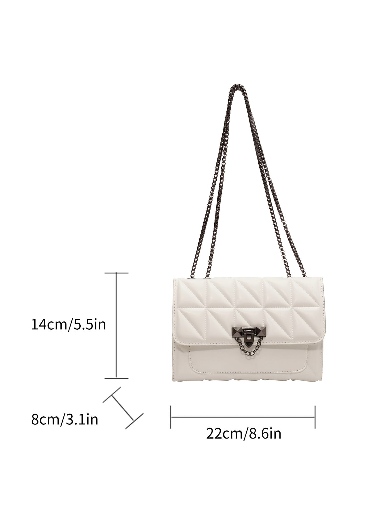Quilted Pattern Fashion Flip Cover Square Bag With Metal Chain - Negative Apparel