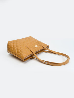 Quilted Pattern Shoulder Tote Bag - Negative Apparel