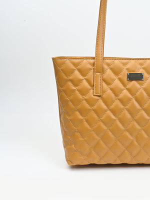 Quilted Pattern Shoulder Tote Bag - Negative Apparel