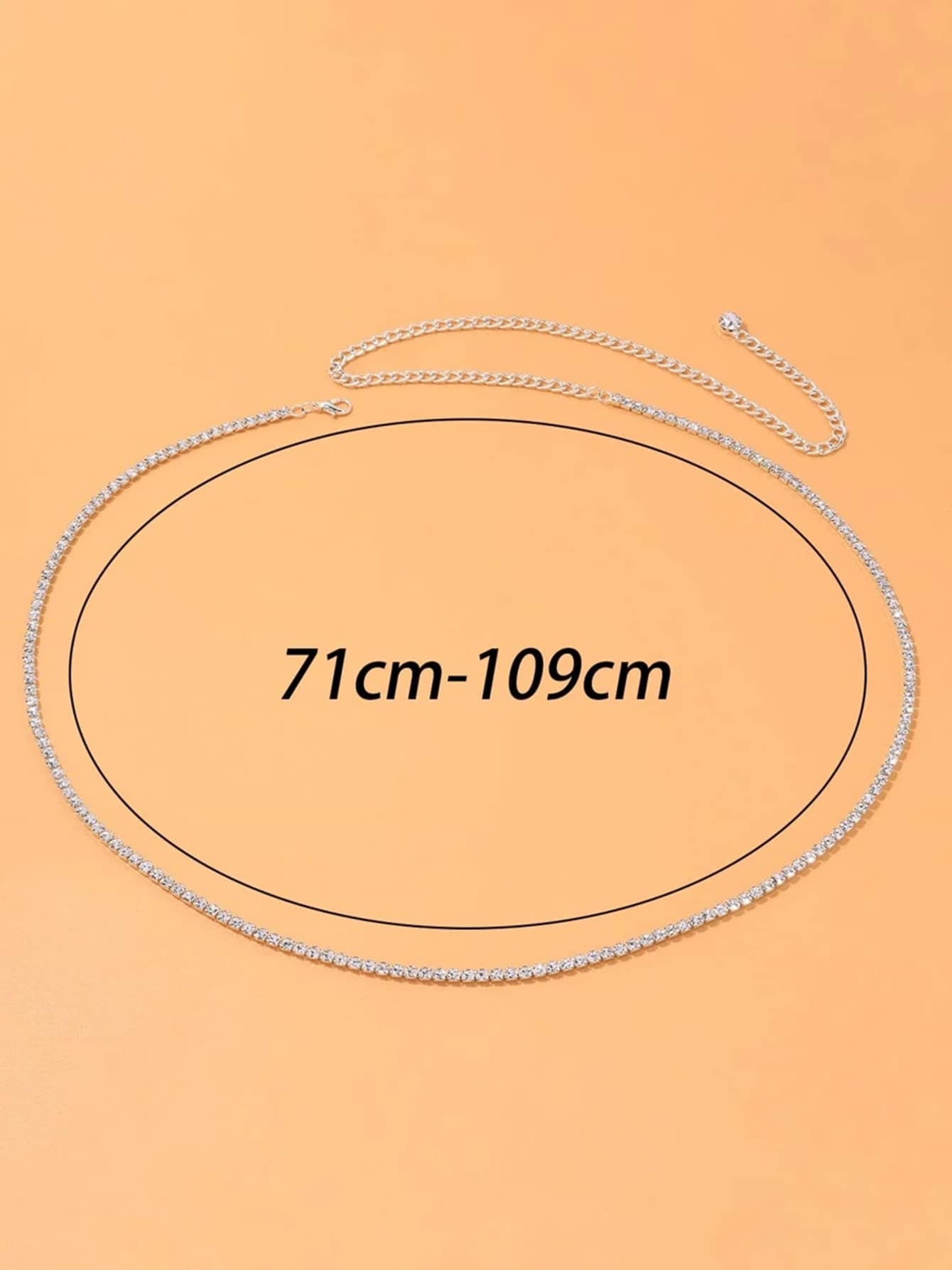 Rhinestone Decor Waist Chain - Negative Apparel