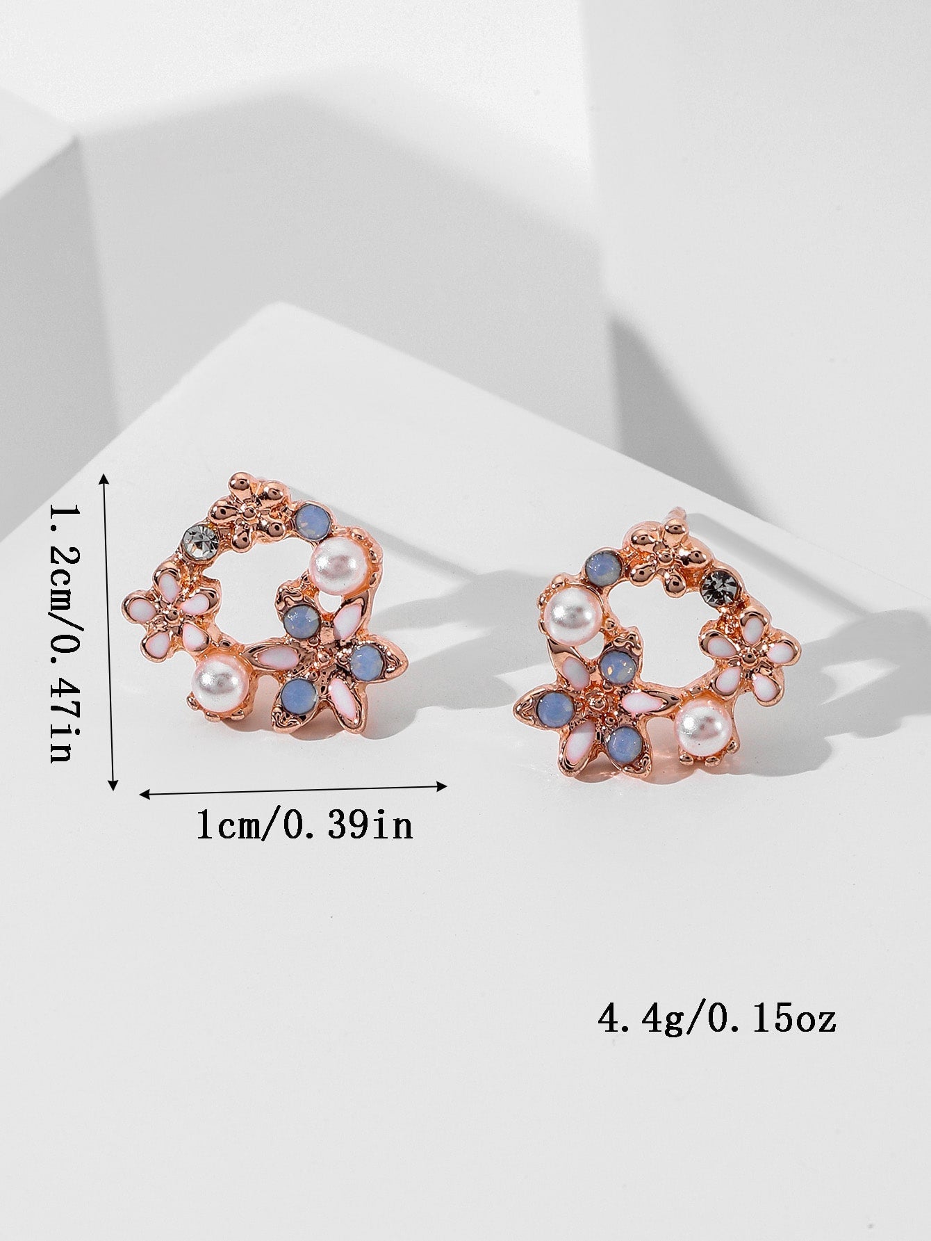 Rhinestone & Flower Decor Stud Earrings - Negative Apparel