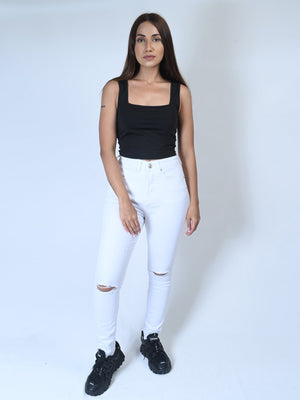 Rough Hem Straight Leg Jeans - Negative Apparel