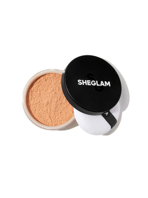 SHEGLAM Baked Glow Setting Powder-Cappuccino  Oil Control Loose Setting Powder Translucent Pore-less Flawless Smooths Fine Lines Glowy Powder Black Friday Winter Powder - Negative Apparel