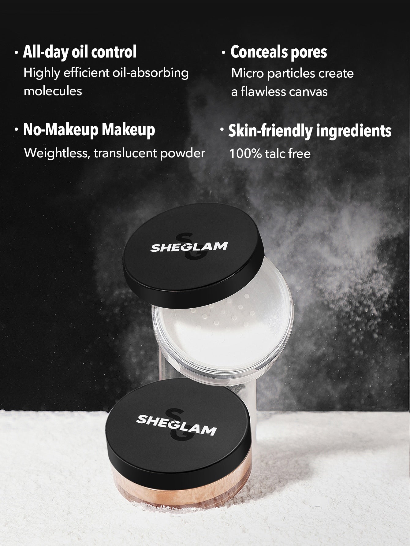 SHEGLAM Baked Glow Setting Powder-Translucent  Oil Control Loose Setting Powder - Negative Apparel