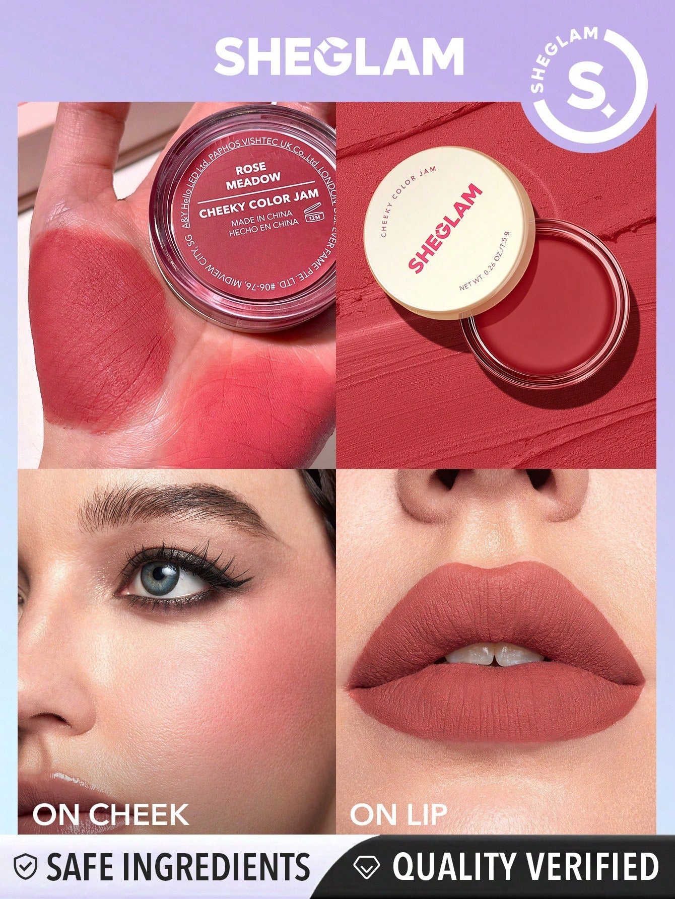 SHEGLAM Cheeky Color Jam-Rose Meadow 6 Shades - Negative Apparel