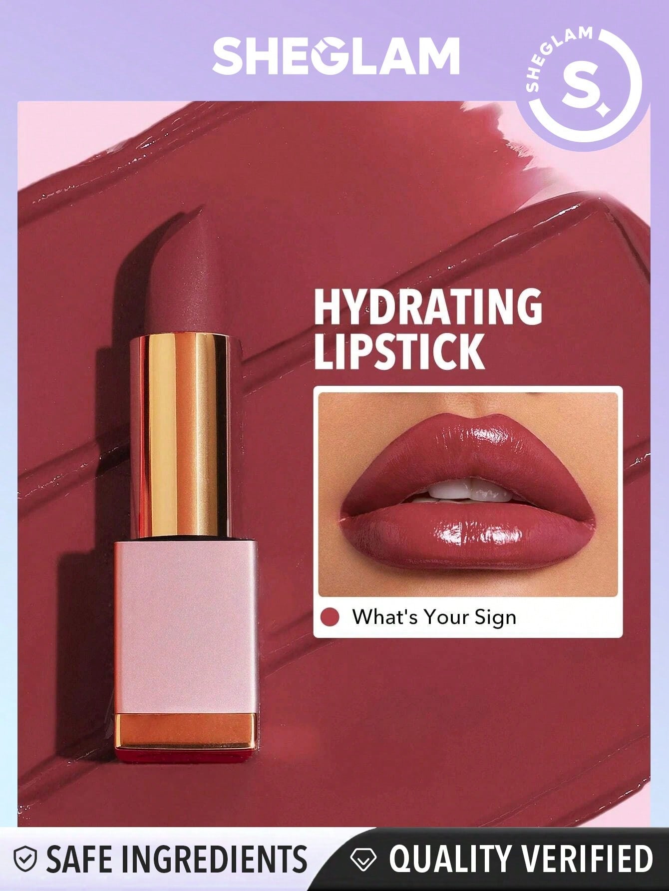 SHEGLAM Creme Allure Lipstick - Nude 8 Colors Moisturizing  Lipstick Lip Glow Nourishing Essence Hydrating Lip Care - Negative Apparel