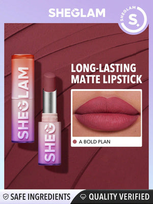 SHEGLAM Dynamatte Boom Long Lasting Matte Lipstick - Pink Shade - Negative Apparel