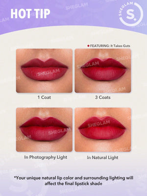 SHEGLAM Dynamatte Boom Long Lasting Matte Lipstick - Red Shades - Negative Apparel
