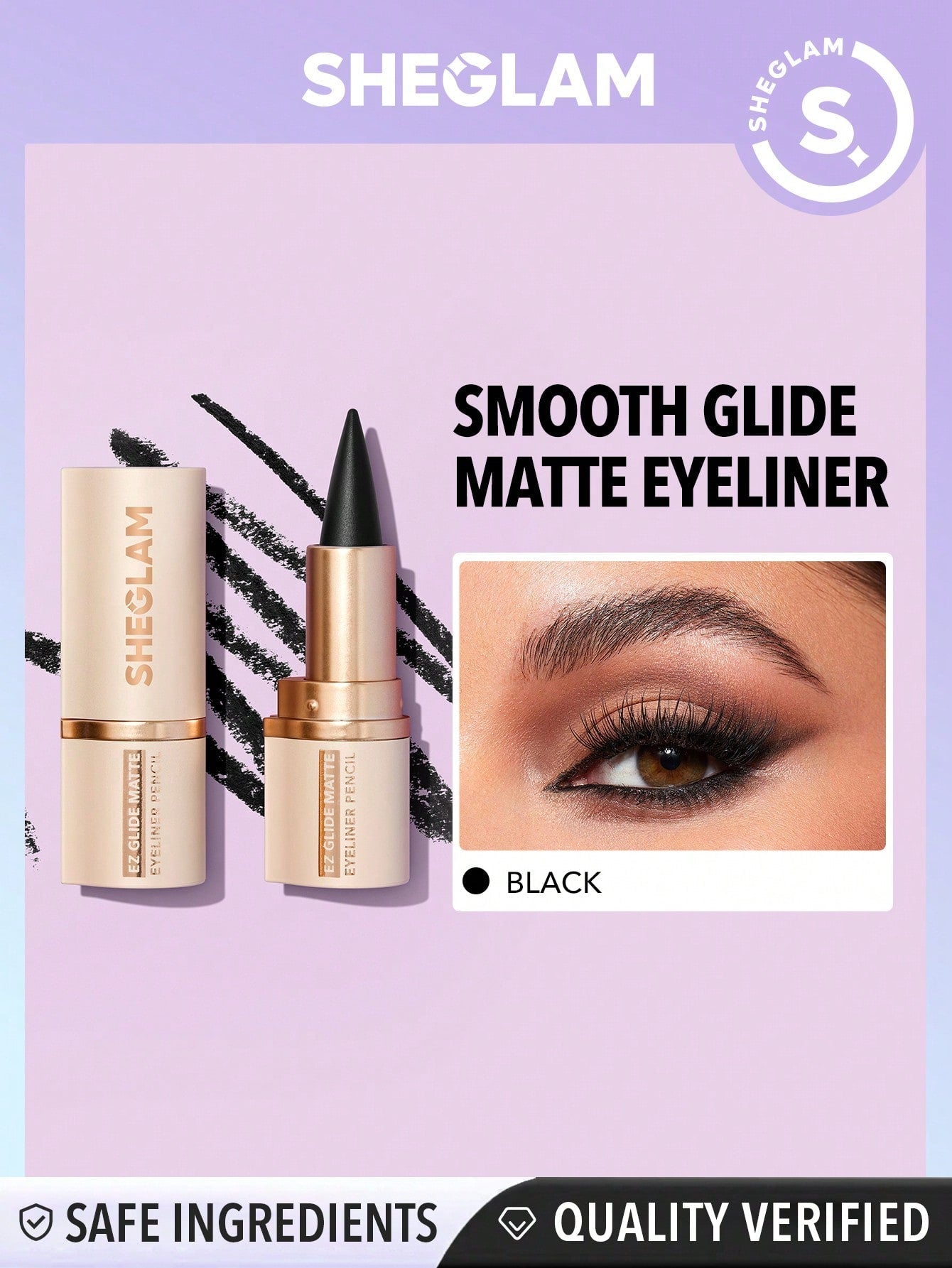 SHEGLAM EZ Glide Matte Eyeliner Pencil Highly Pigmented Black Smoky Eyes - Negative Apparel