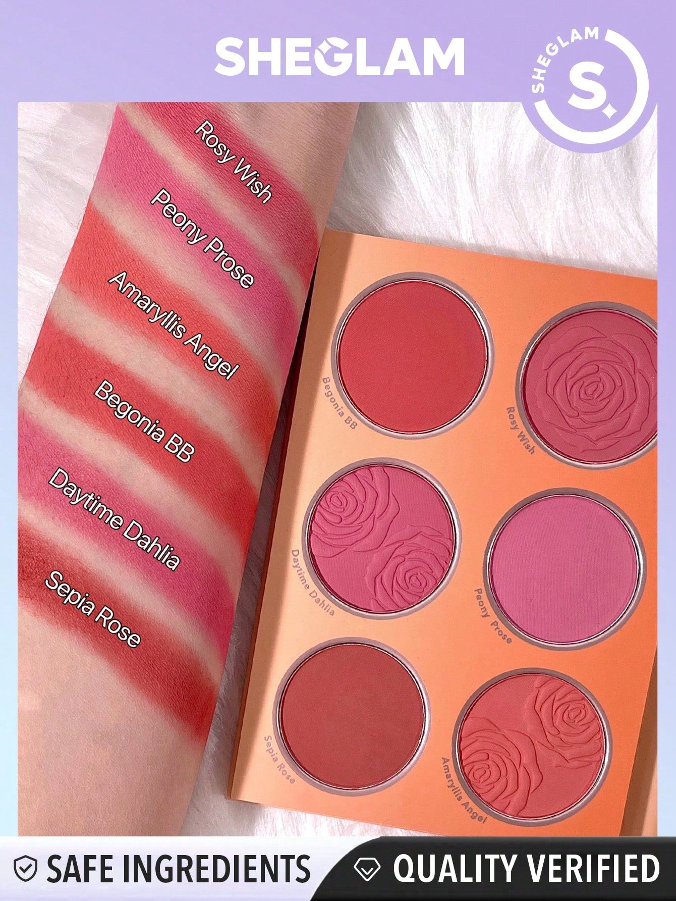 SHEGLAM Floral Flush Blush Palette 6-Color Pressed Powder - Negative Apparel