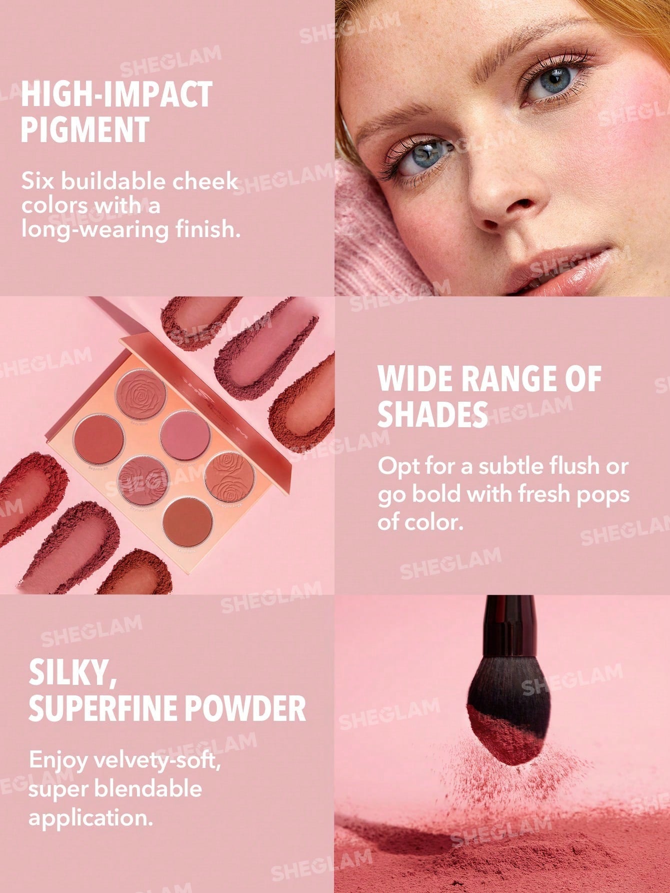 SHEGLAM Floral Flush Blush Palette 6-Color Pressed Powder - Negative Apparel