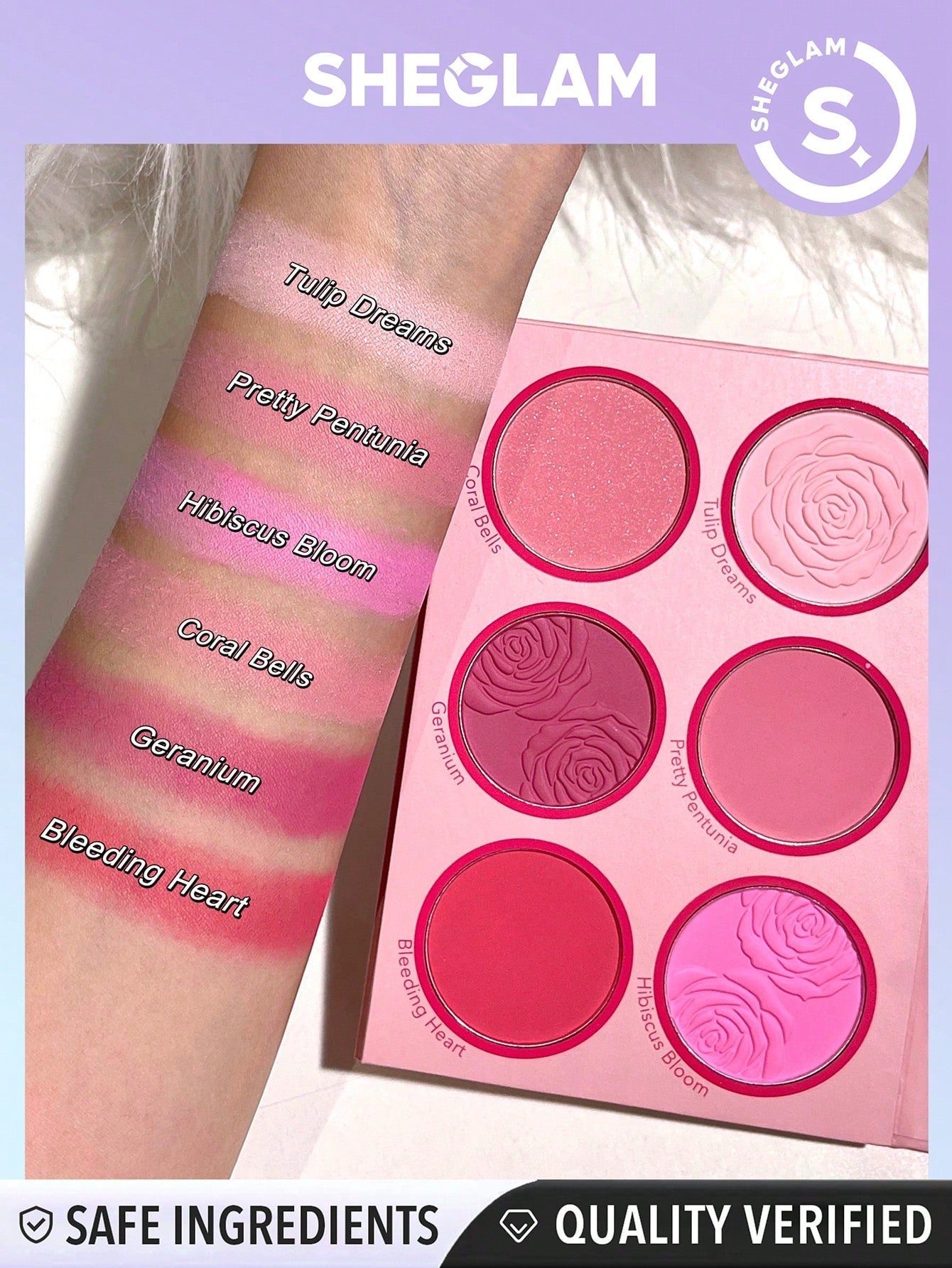 SHEGLAM Floral Flush Blush Palette 6-Color Pressed Powder - Negative Apparel