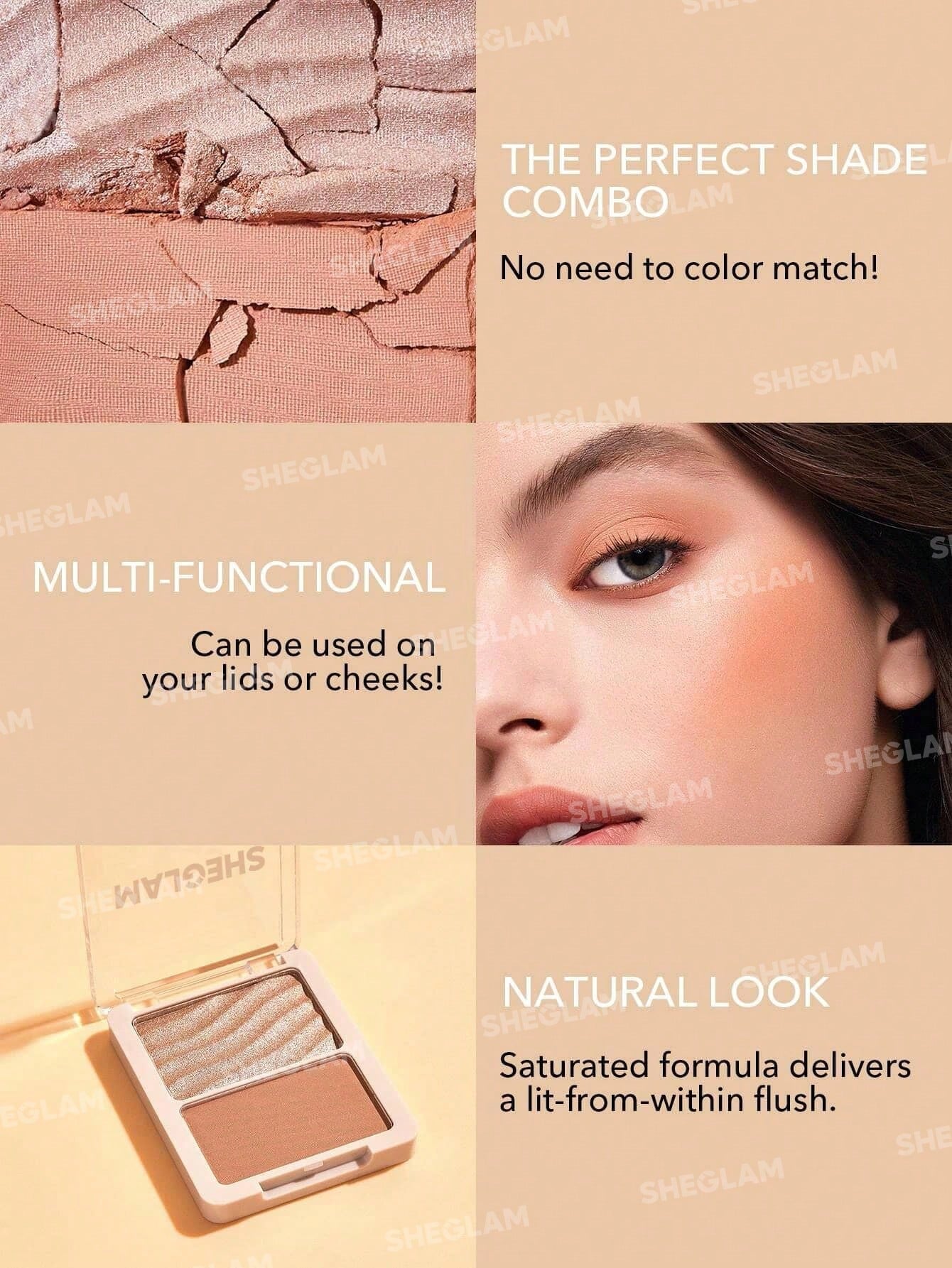 SHEGLAM Glam 101 Hybrid Highlighter & Blush Duo-Seville - Negative Apparel